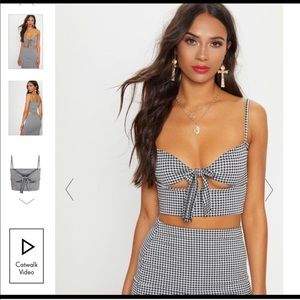 gingham tie up crop top